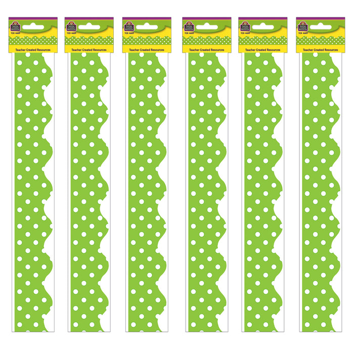 Lime Mini Polka Dots Border Trim, 35 Feet Per Pack, 6 Packs