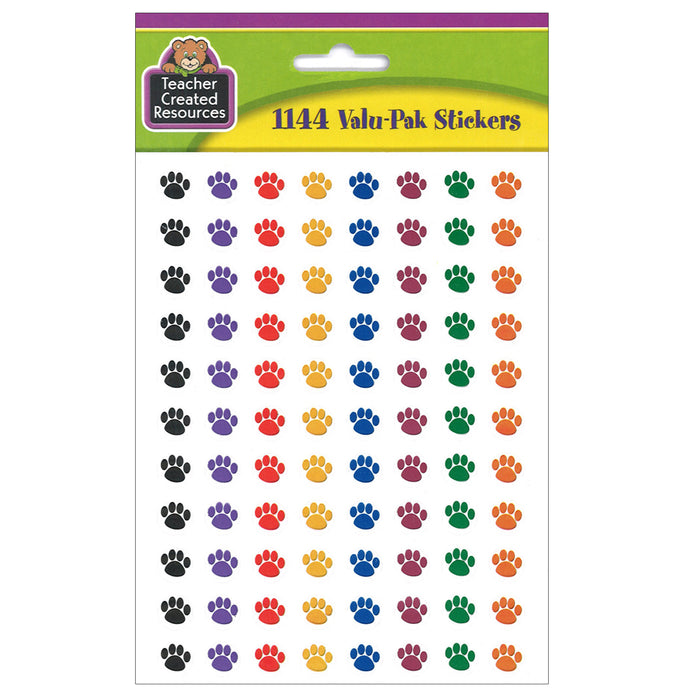 Colorful Paw Prints Mini Stickers Valu-Pak, 1144 Per Pack, 6 Packs