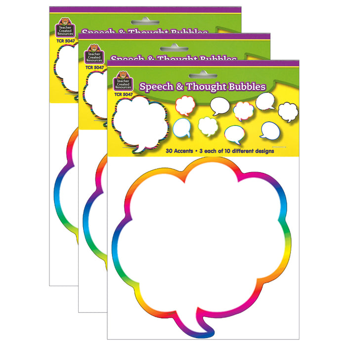 Speech-Thought Bubbles Accents, 30 Per Pack, 3 Packs