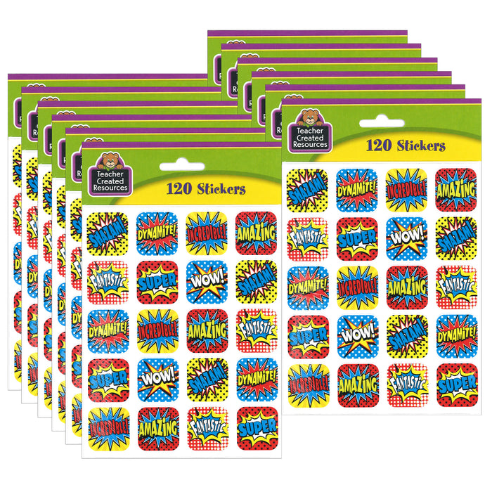 Superhero Stickers, 1", 120 Per Pack, 12 Packs