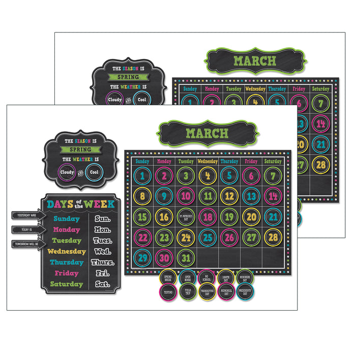 Chalkboard Brights Calendar Bulletin Board Display Set, Pack of 2