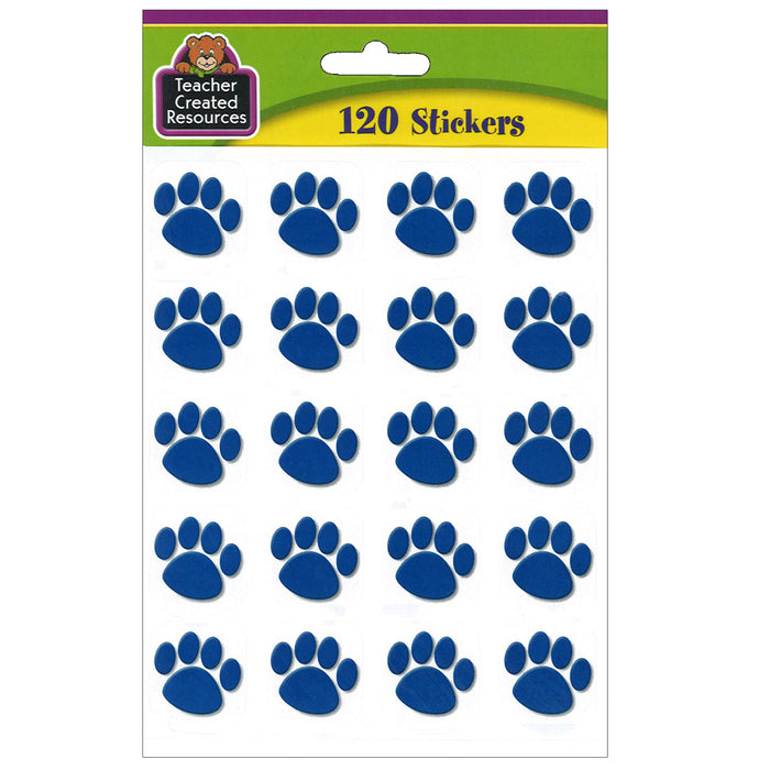 Blue Paw Prints Stickers, 1" Square, 120 Per Pack, 12 Packs