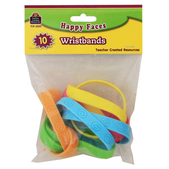 Happy Faces Wristbands, 10 Per Pack, 6 Packs