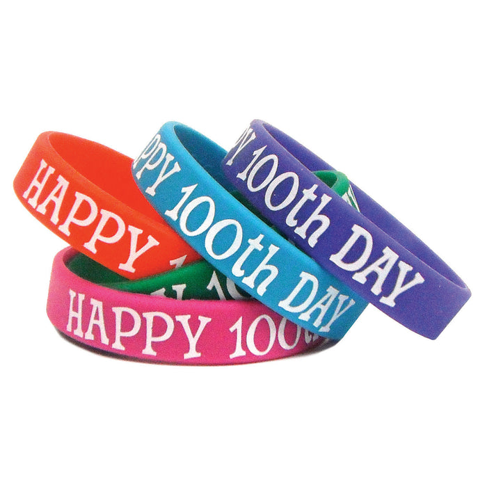 Happy 100th Day Wristband Pack, 10 Per Pack, 6 Packs