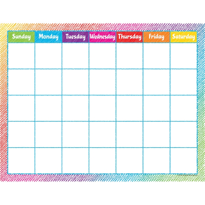 Colorful Scribble Calendar Chart, Pack of 6