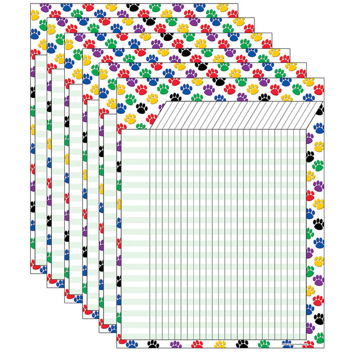 Colorful Paw Prints Incentive Chart, Pack of 6