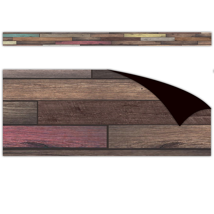 Reclaimed Wood Design Magnetic Border, 24 Feet Per Pack, 3 Packs