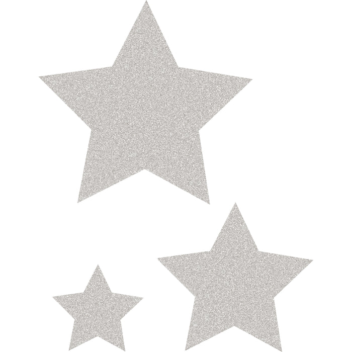 Silver Glitz Stars Accents, Assorted Sizes, 30 Per Pack, 3 Packs