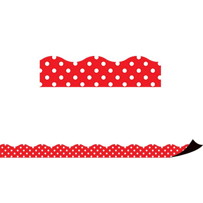 Red Polka Dots Magnetic Border, 24 Feet Per Pack, 3 Packs