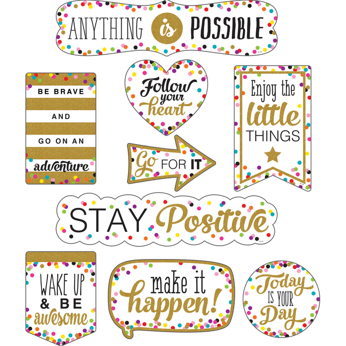 Clingy Thingies® Confetti Positive Sayings Accents, 10 Pieces Per Pack, 2 Packs