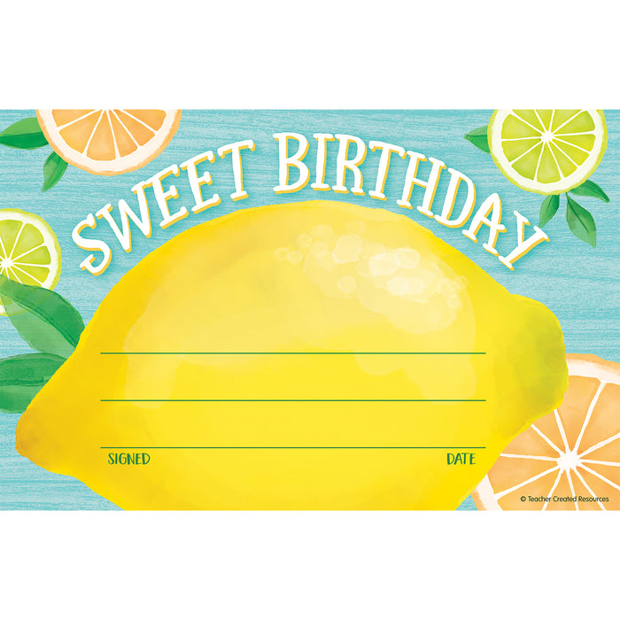 Lemon Zest Sweet Birthday Awards, 30 Per Pack, 6 Packs