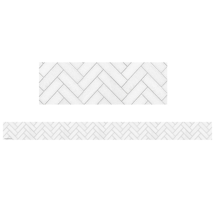 Modern Farmhouse White Herringbone Straight Border Trim, 35 Feet, 6 Packs