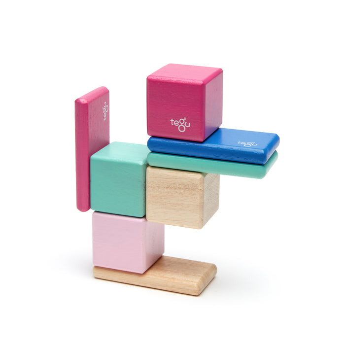 Magnetic Wooden Blocks, 8-Piece Pocket Pouch, Blossom