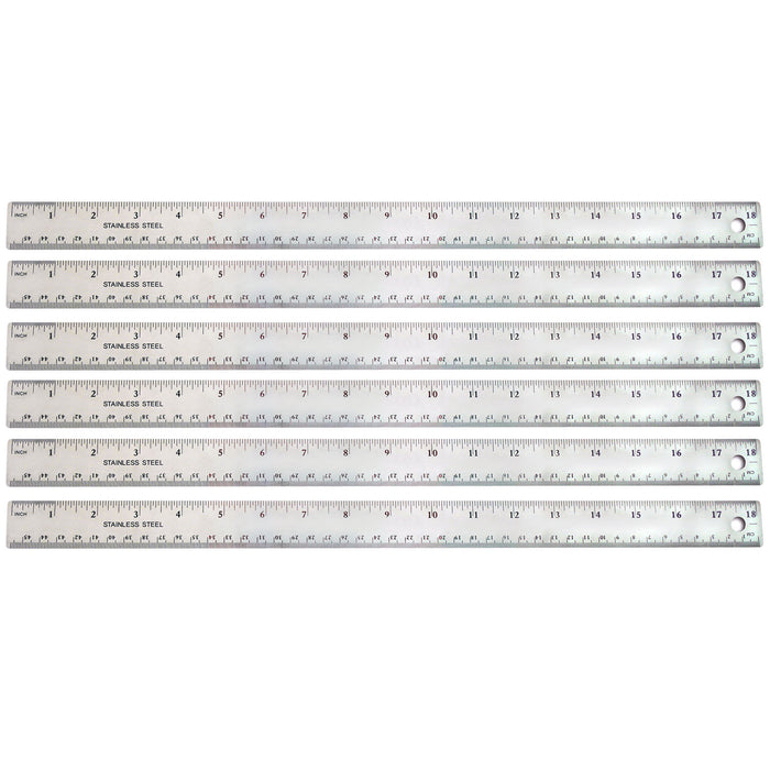 Stainless Steel Ruler, 18", Pack of 6