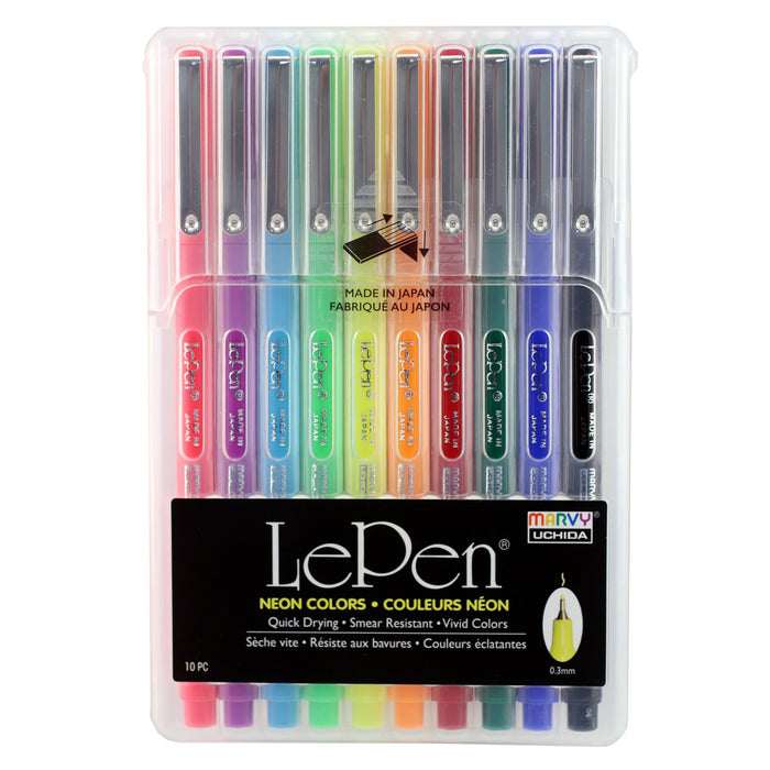 LePen® Micro-Fine Point Pen, Neon, 10 Colors