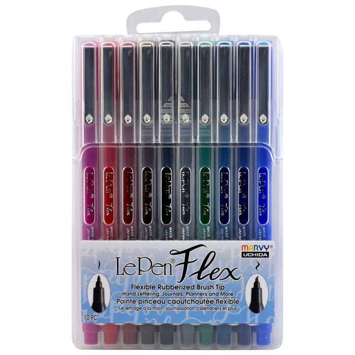 LePen® Flex Marker, Brush Tip, Primary, 10 Colors