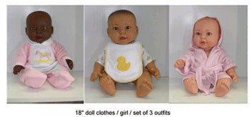 DOLL CLOTHES SET OF 3 GIRL OUTFITS