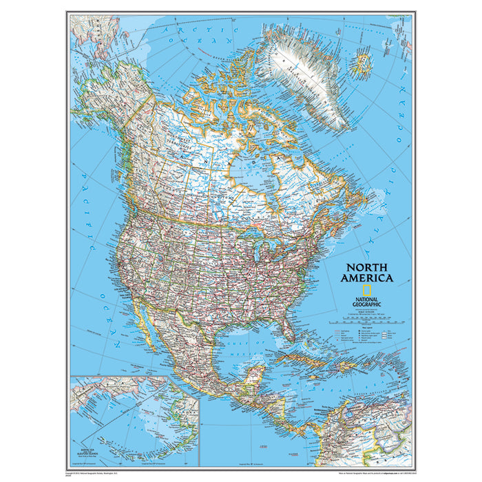 NORTH AMERICA WALL MAP 24 X 30
