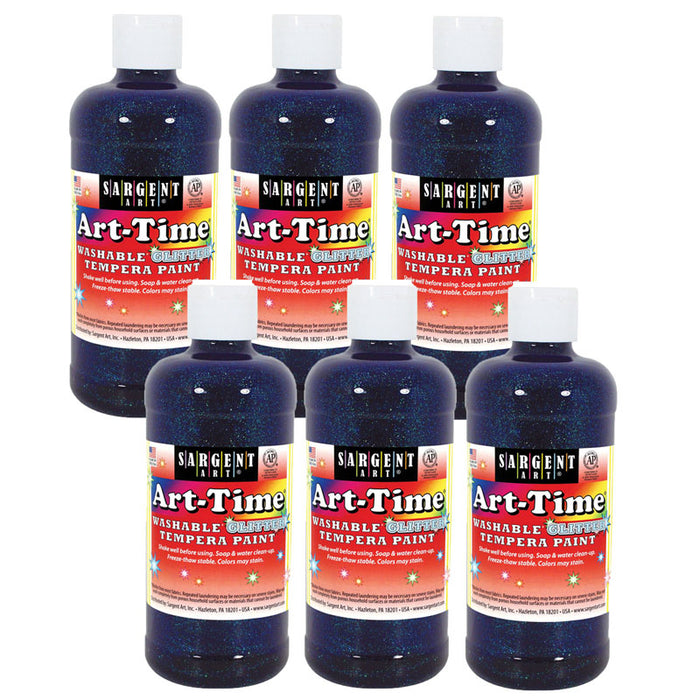 (6 EA) GLITTER TEMPERA 16 OZ BLUE
