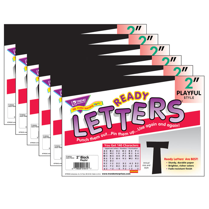 (6 PK) READY LETTER 2IN PLAYFUL BLK
