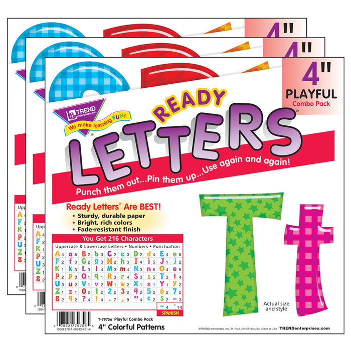 (3 PK) READY LETTERS 4IN COLORFUL