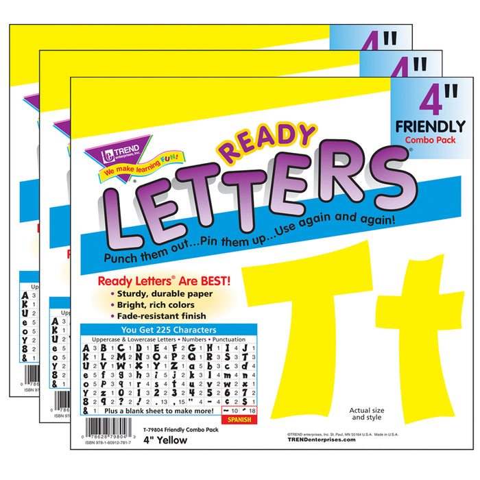 (3 PK) READY LETTERS 4IN YELLOW